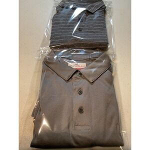 2 Shirts. 1 Grand Slam Performance Mens Long Sleeve Polo Gray Textured Size L